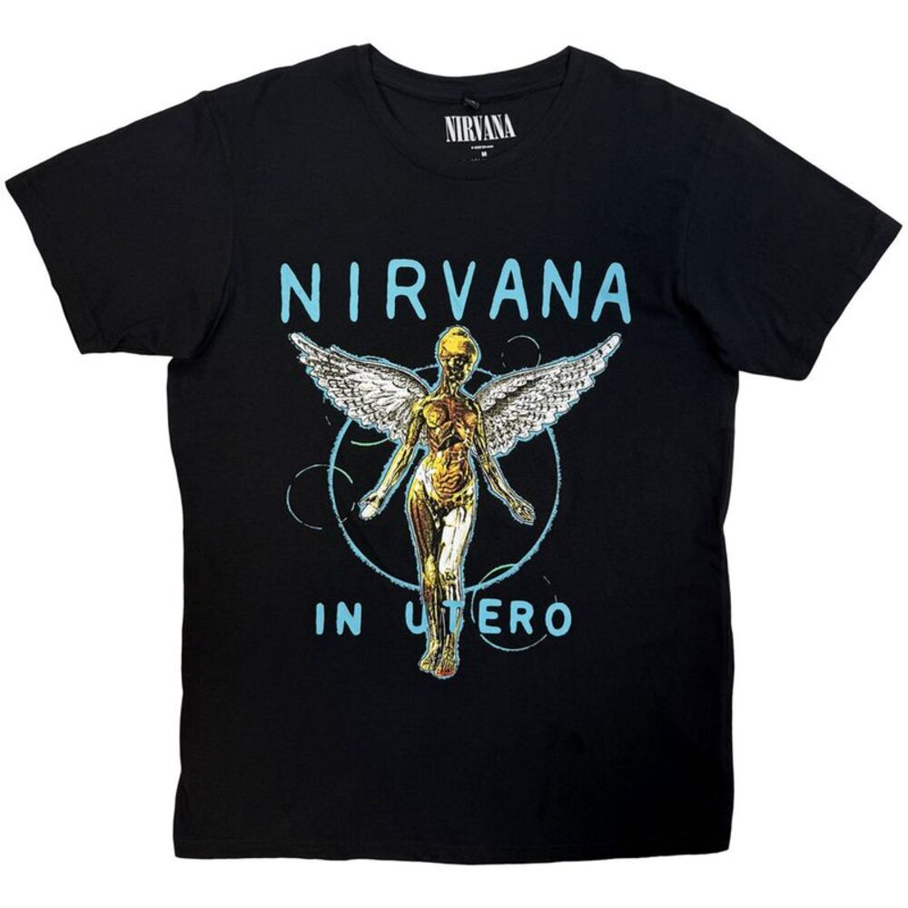 Nirvana Unisex Adult In Utero Neon Blue T-Shirt / Black